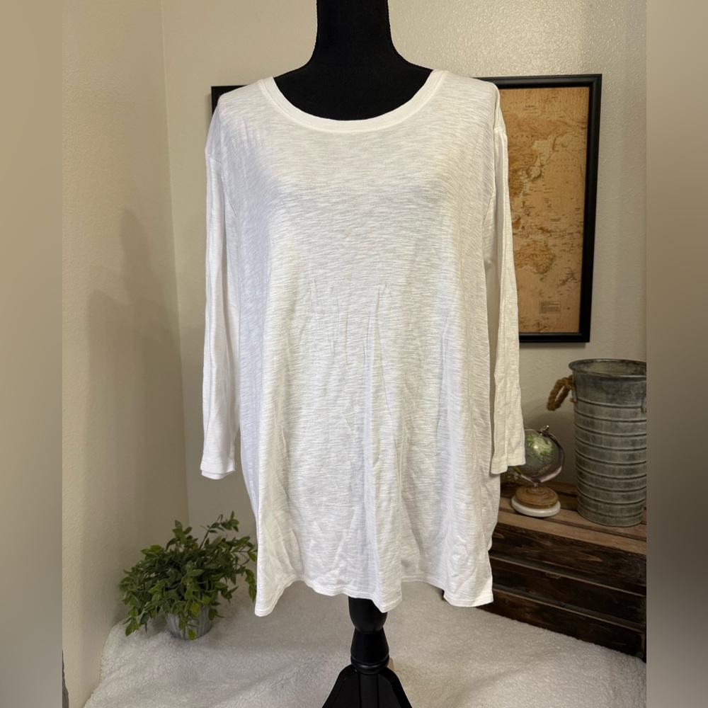 Kirkland Signature White Long Sleeve Lightweight Tunic Top